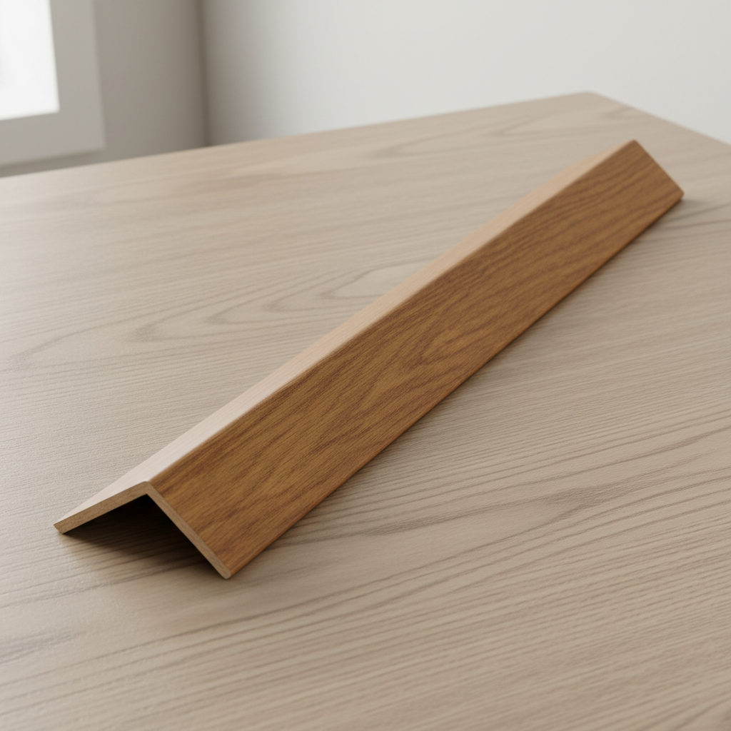 Teak oak wood finish acoustic slat panel trim, 240cm edge piece.