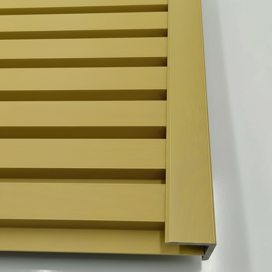 Seamless Oak wall panel trim installation showcasing a professional flush finish against wood slat panels.