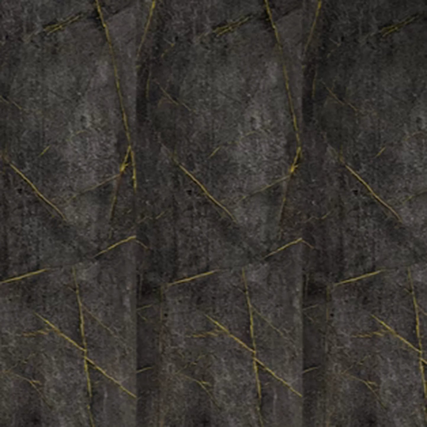 Close-up texture panel of black marble PVC wall cladding featuring dramatic golden veins and a matte stone finish for modern interior walls.