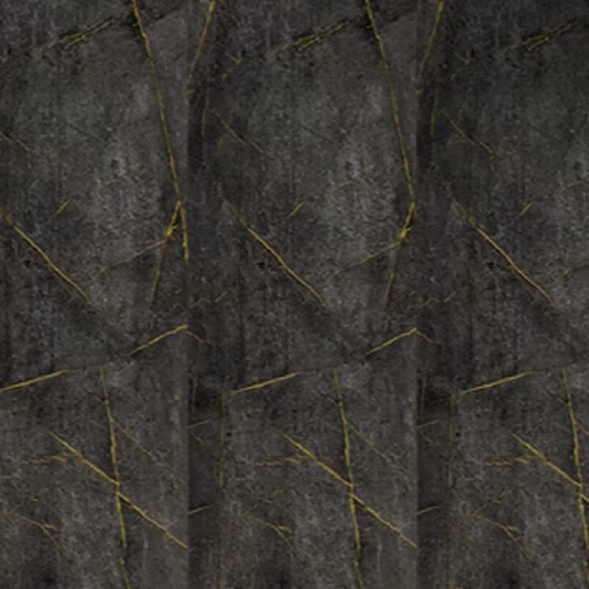 Close-up texture panel of black marble PVC wall cladding featuring dramatic golden veins and a matte stone finish for modern interior walls.