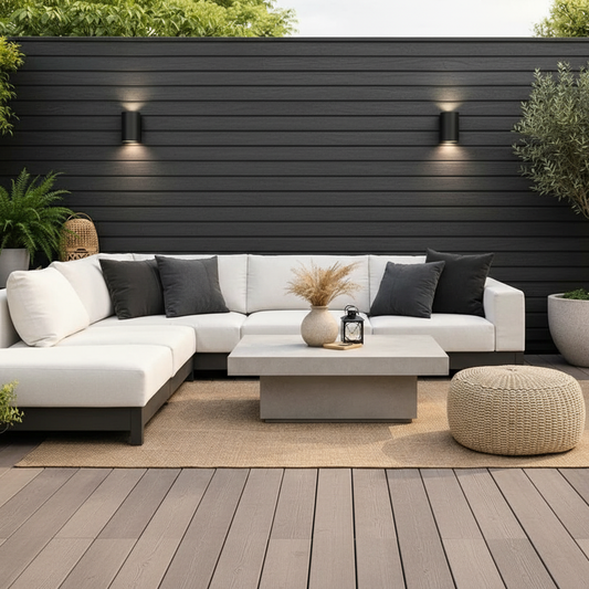 Modern Black Outdoor Wall Cladding by Churchill Panels for a high-contrast architectural look.