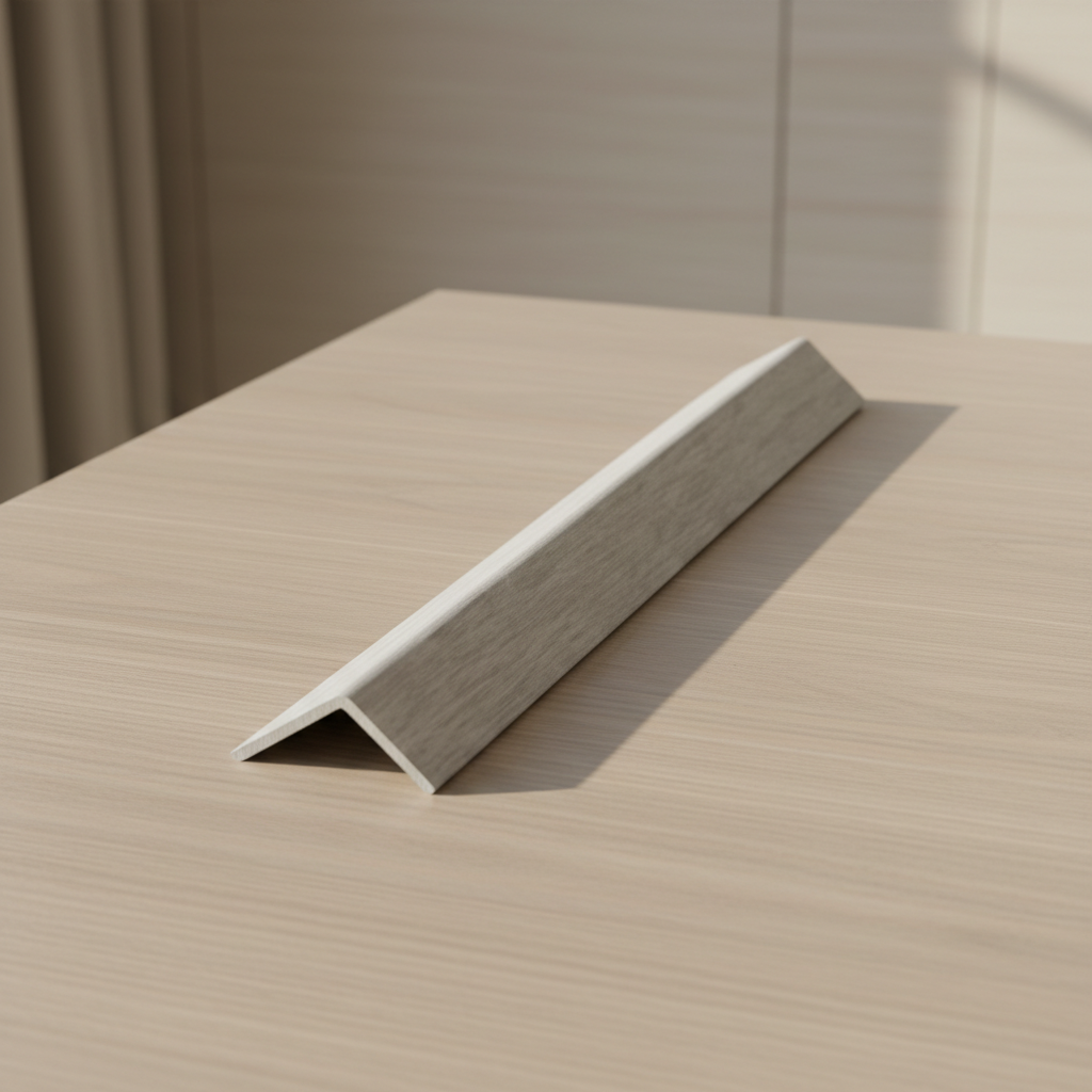 Light grey acoustic slat panel finishing trim, 240cm wall edge strip.