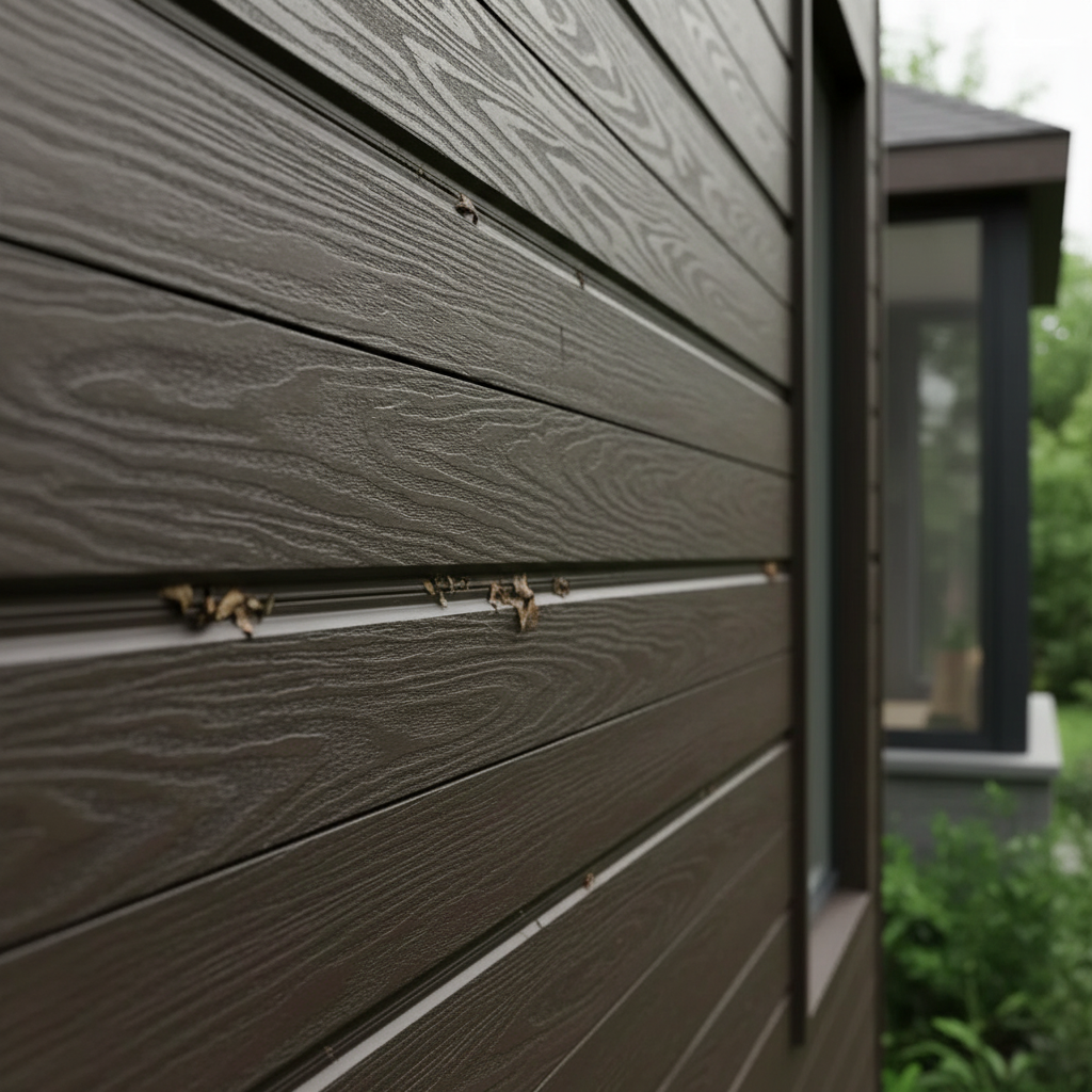 Luxury Dark Brown composite wall panels providing a warm backdrop for a patio seating area.