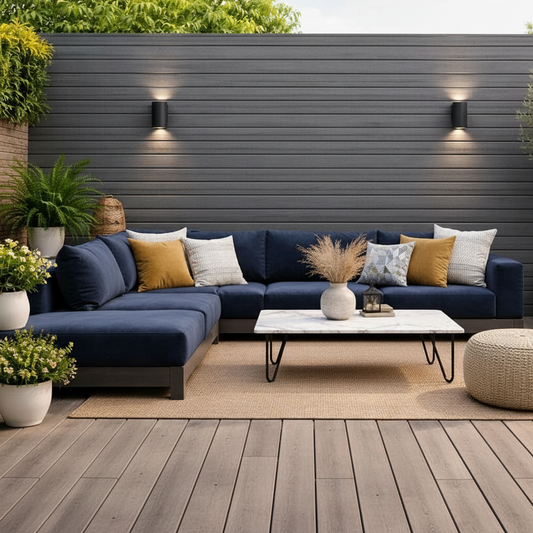 Grey Outdoor Wall Cladding by Churchill Panels featuring a weatherproof interlocking design for exterior facades.