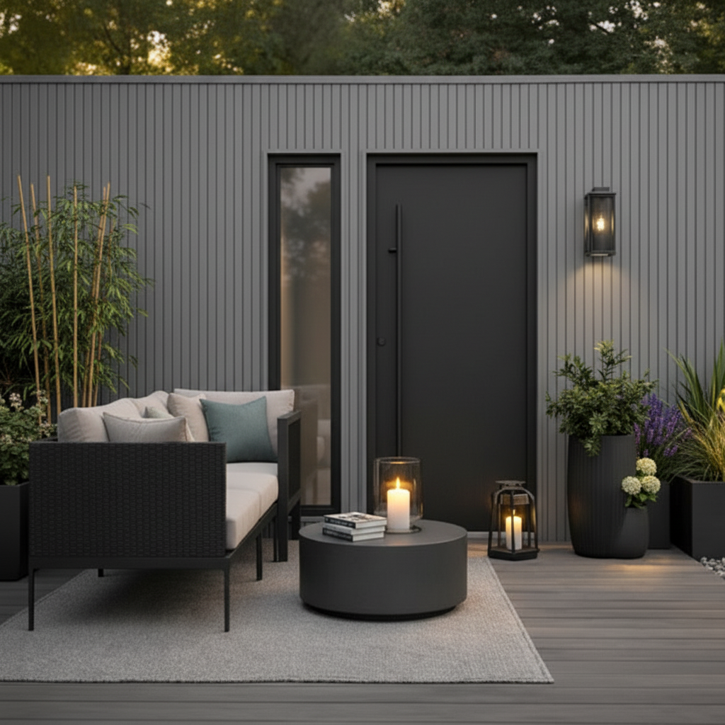 Commercial-grade Grey WPC exterior panels used for a seamless and maintenance-free architectural building facade.