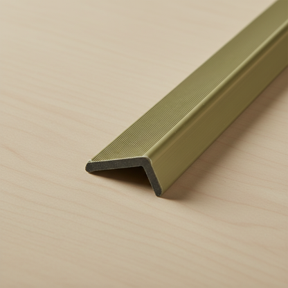 A high-angle view of a 240cm Khaki architectural trim, showcasing the durable Wood-Plastic Composite (WPC) texture and precise L-angle design.