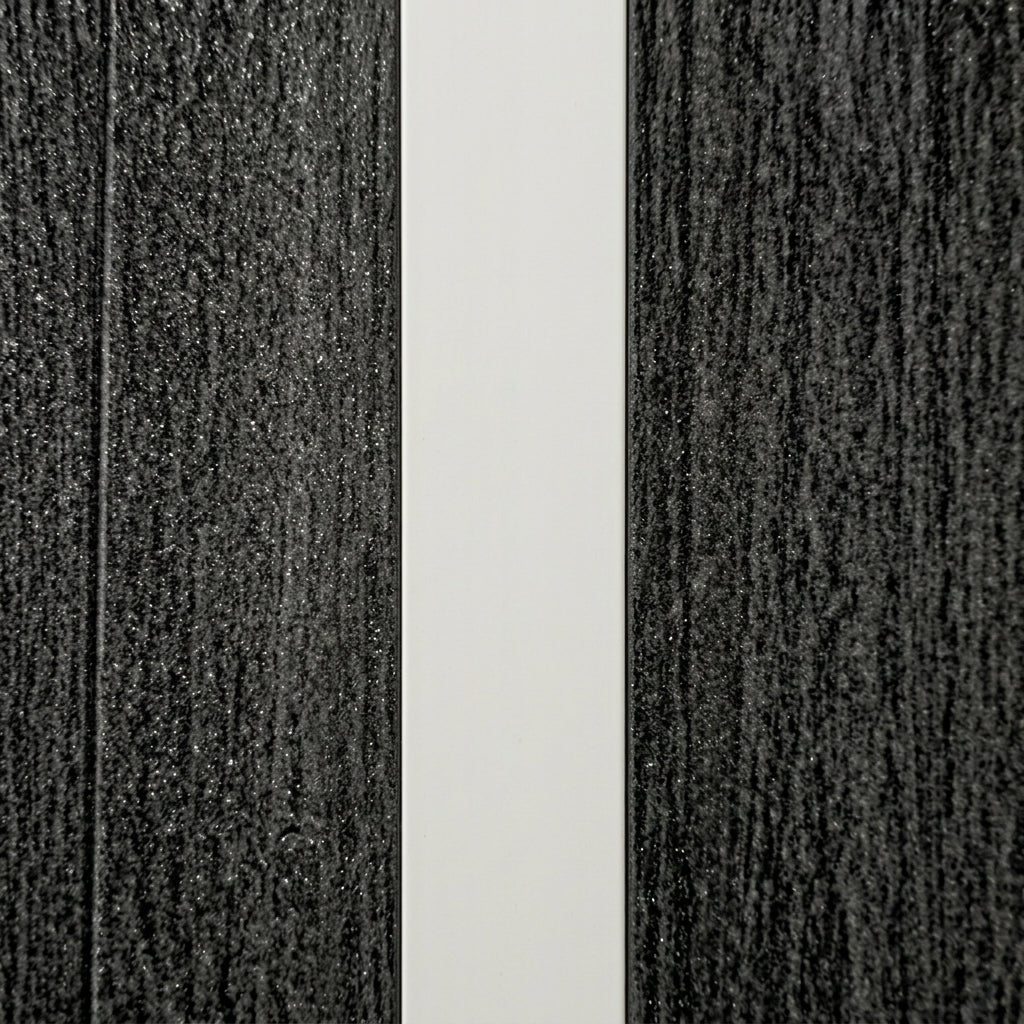 Detailed view of an LED light strip integrated into the felt backing of a charcoal grey acoustic wall panel.