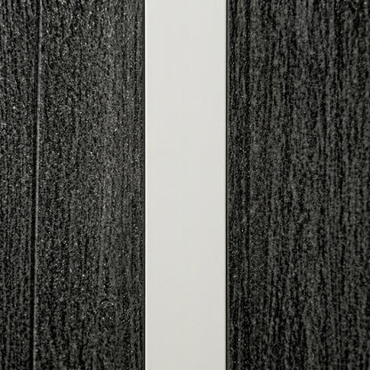 Detailed view of an LED light strip integrated into the felt backing of a charcoal grey acoustic wall panel.