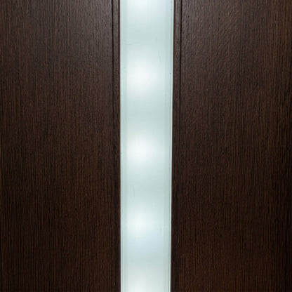 Seamless dot-free modern white LED light strip glowing elegantly inside a dark timber slat wall groove, showcasing the hidden visibility aesthetic.